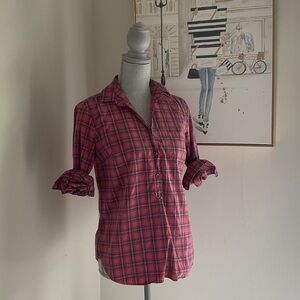 J. Crew Red Pullover Plaid Button-Down Shirt